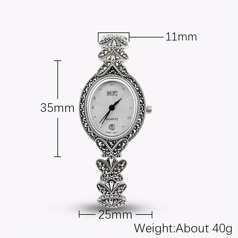 YYSUNNU Elegant Oval Ladies Wrist Watch in S925 Sterling Silver Classic Pave Butterfly Bracelet Fashion Jewelry Birthday Gift