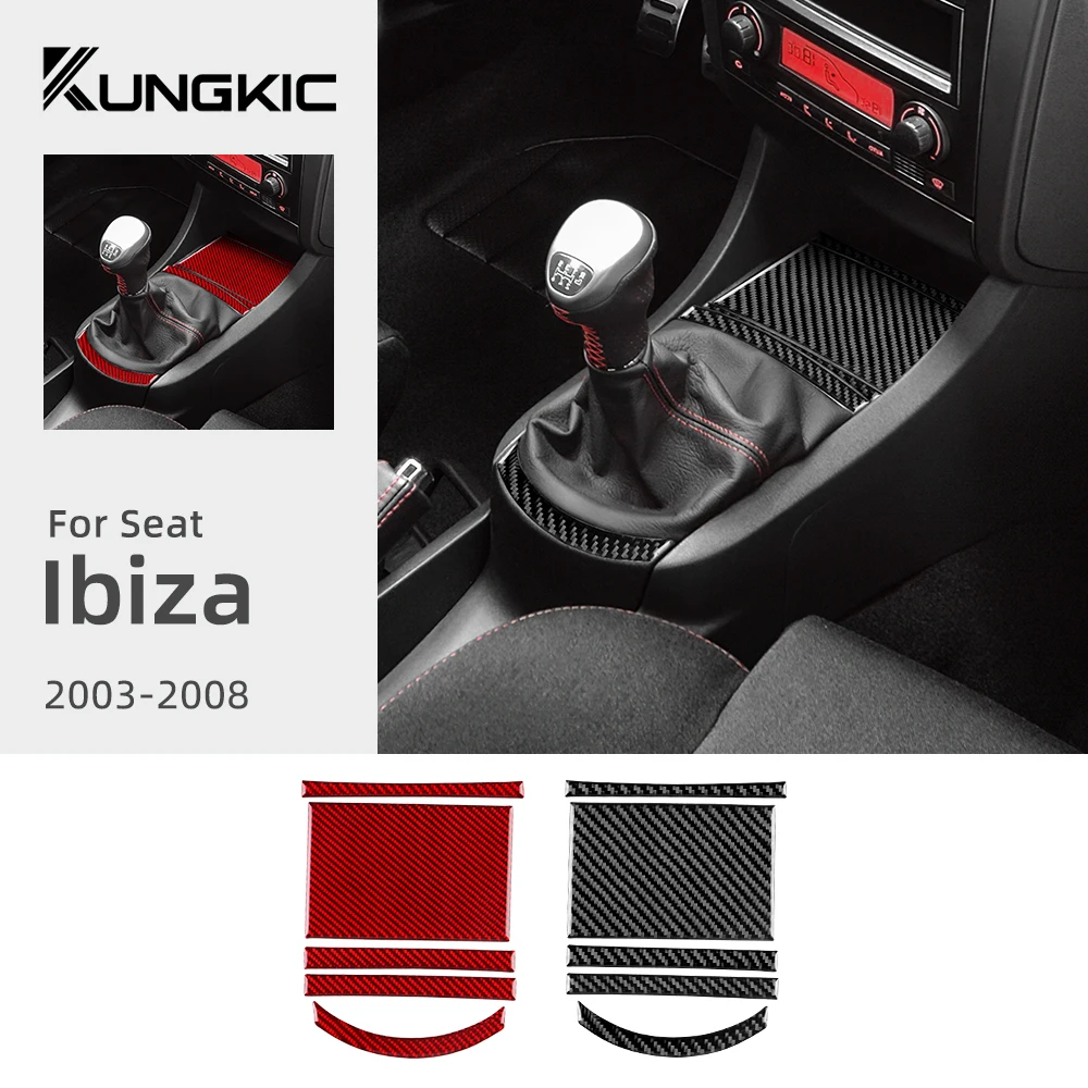 Real Soft Carbon Fiber Sticker For Seat Ibiza/Cordoba 6L 2003 2004 2005 2006 2007 2008 Manual Car Gear Center Console Panel Trim