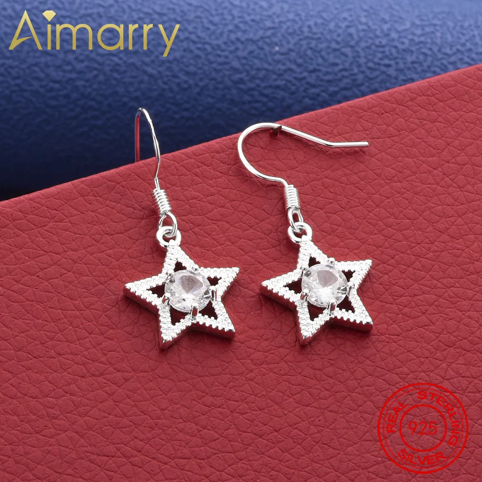

Hot 925 Sterling Silver Beautiful Zircon Star Drop Earring For Women Fashion Holiday Gifts Classic Party Wedding Jewelry