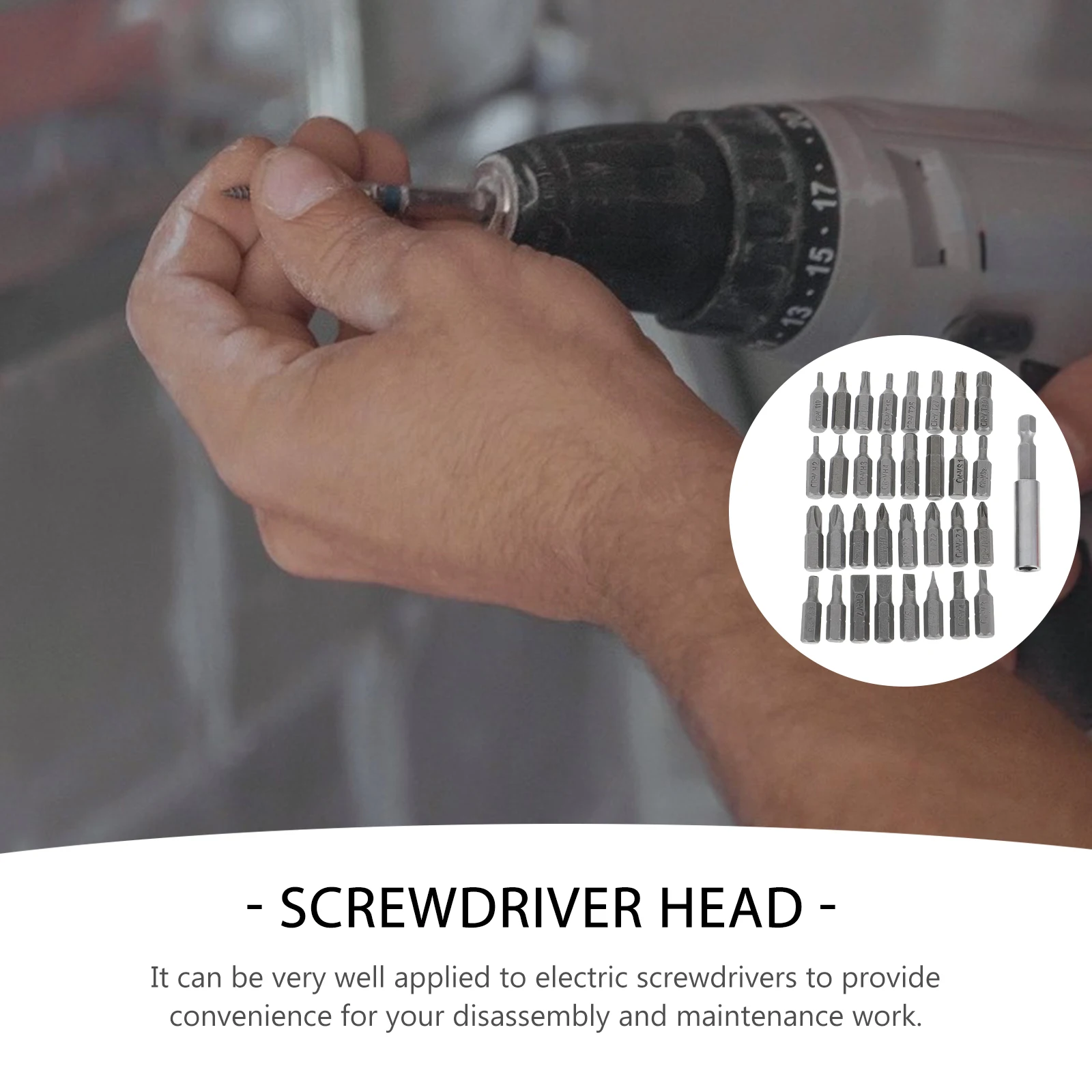 33pcs Electric Steel Bit Kit Stubby Electric Screwdriver Bit Magnetic Steel Bits for DIY Home Maintenance Practical Tools