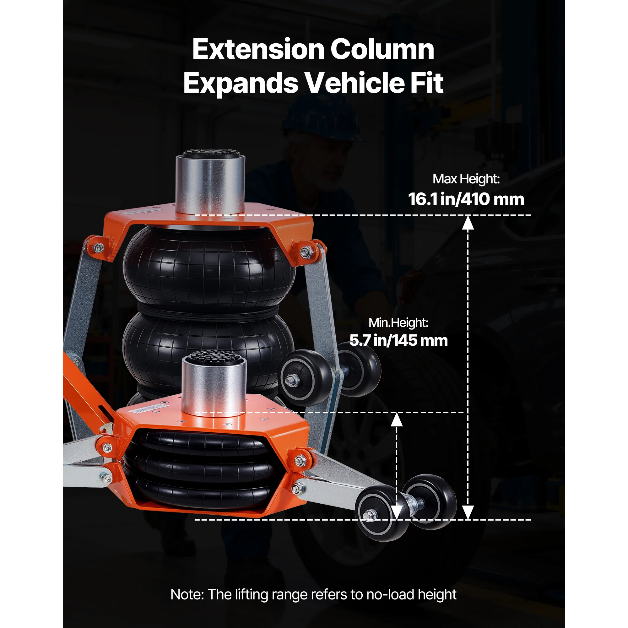 VEVOR Air Jack 3T Triple Bag Air Jack Pneumatic Jack with Support Rod Heightened Column Adjustable Handle, for Car SUV Pickup