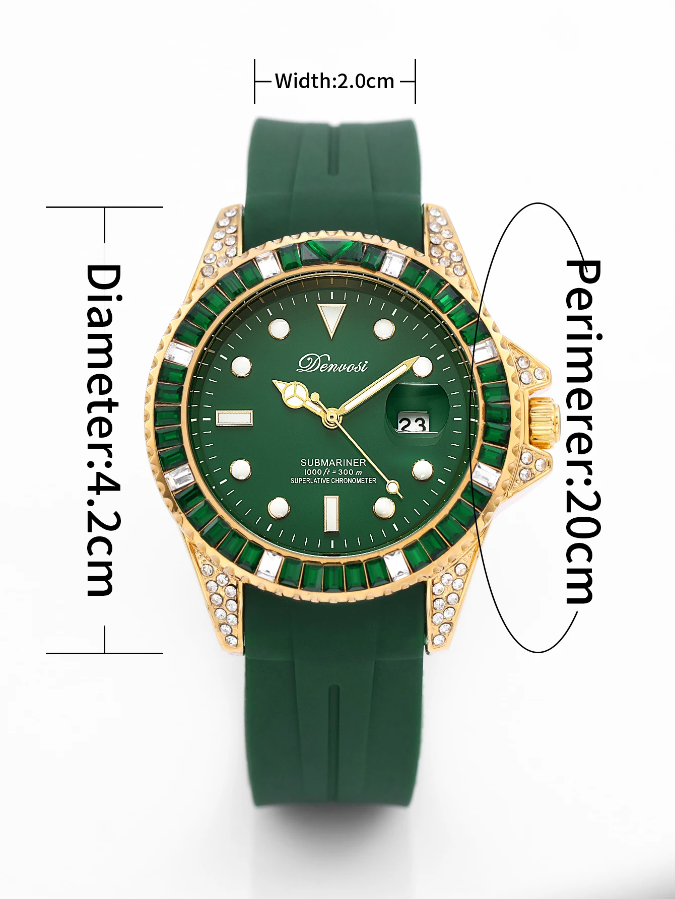 DENVOSI مجموعة الماس الفاخرة كوارتز ساعة فاخرة سيليكون الشريط التقويم ساعة للجنسين