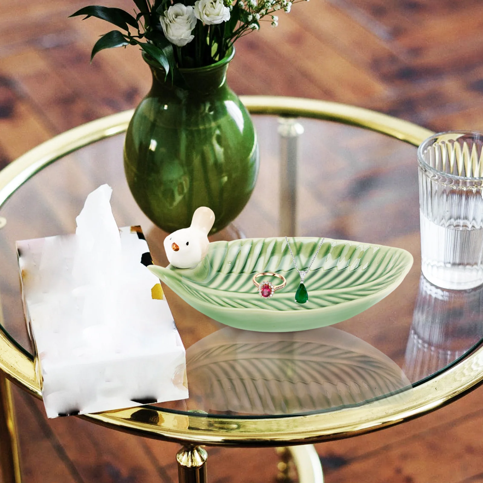 

Ceramic Birds Feeder Jewelry Tray Modern Design Exquisite Dish Desktop Decoration Storage Plate Gift for Women