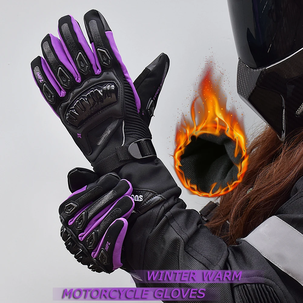 Suomy Winter Motorcycle Gloves Women Pink Purple Motorcycle Thermal Gloves Waterproof Cold Biker Motorcyclists Motorbike Gloves