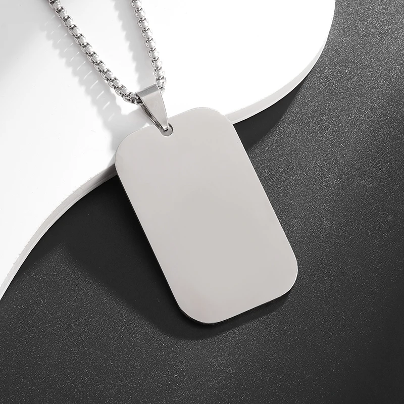Hot Sale Pendant Smooth Plate Tag Men Retro Necklace Jewelry