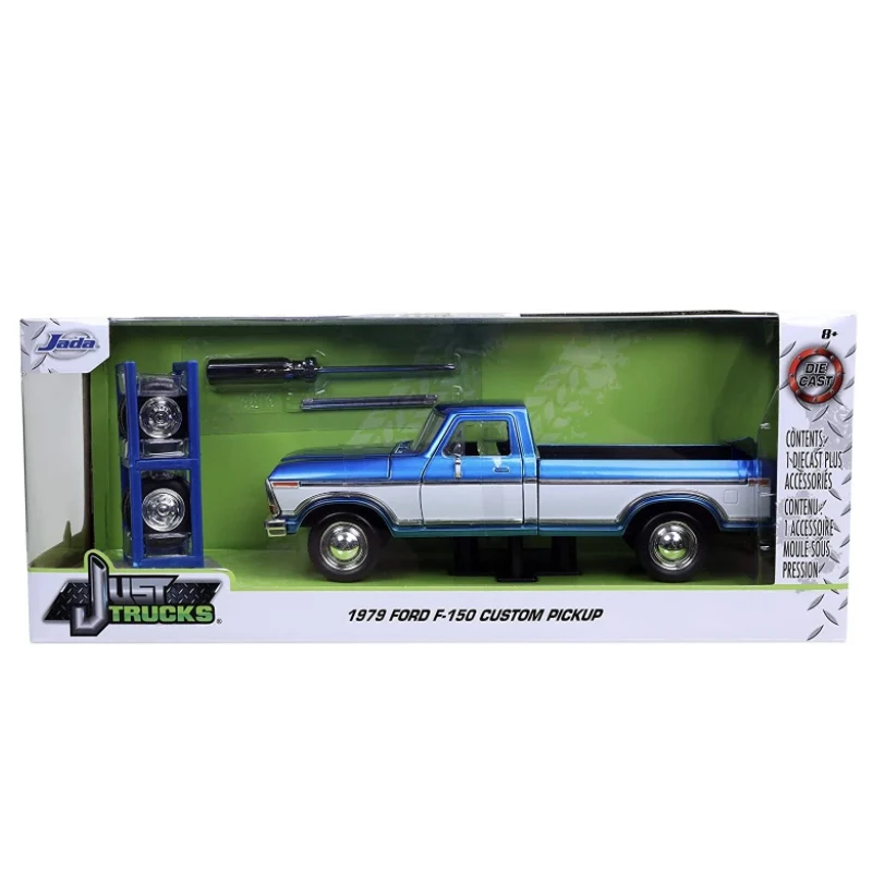 Jada Toys Just Trucks 1:24 1970 Ford F-150 with Rack Die-cast Car Candy Blue, Toys for Kids and Adults Collectibles