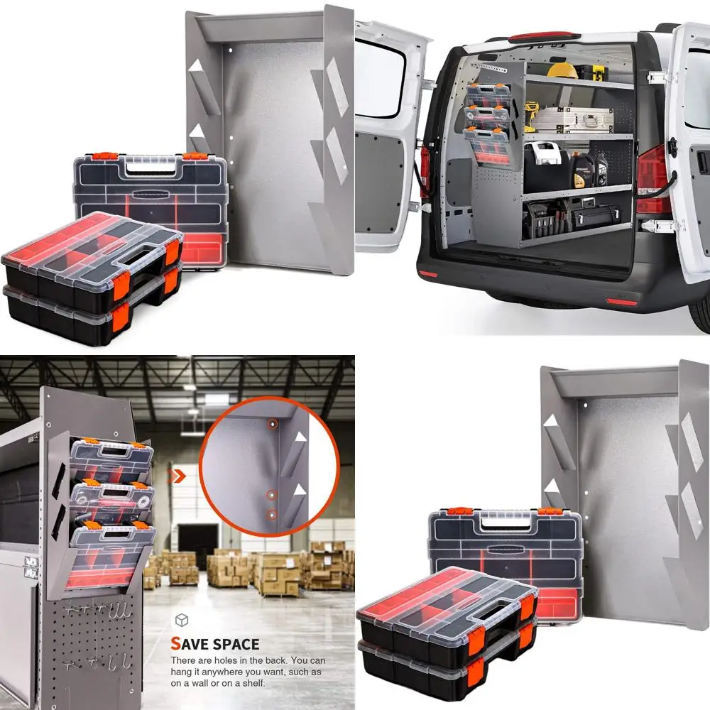 

Набор из 3 пластиковых контейнеров для хранения с подвесным органайзером для мелких деталей и аксессуаров