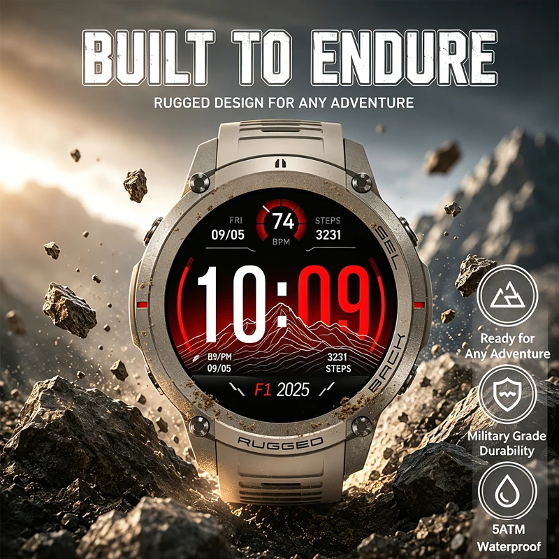 

2026 Men Military GPS Compass Smart Watch 1.43" HD AMOLED Featuring Global 6 -Satellite GPS Outdoors Sports Smart Watch Men