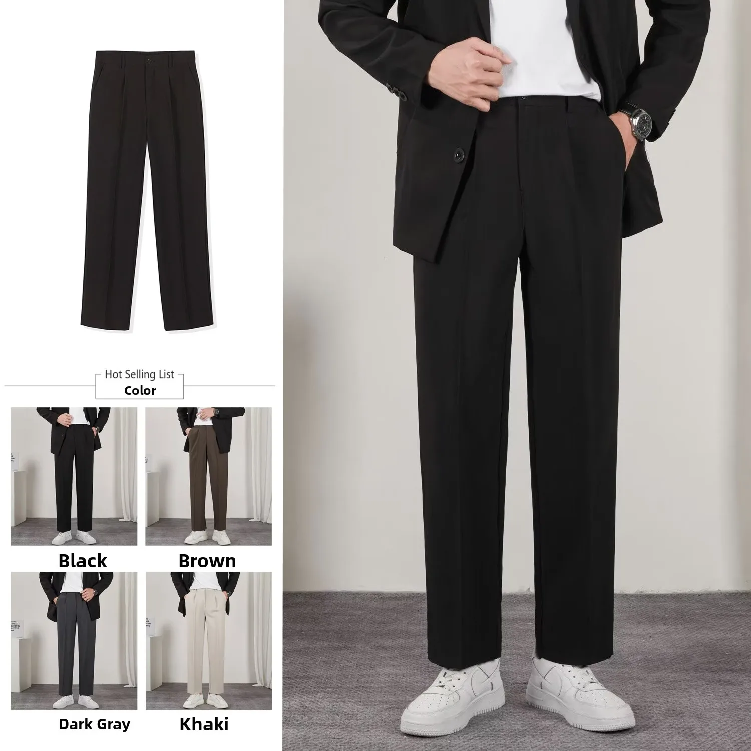 

Мужские брюки Advanced Drape Bla прямого кроя, укороченные (9/10), простые, деловые, повседневные, не требующие глажки, длинные брюки-костюмные штаны