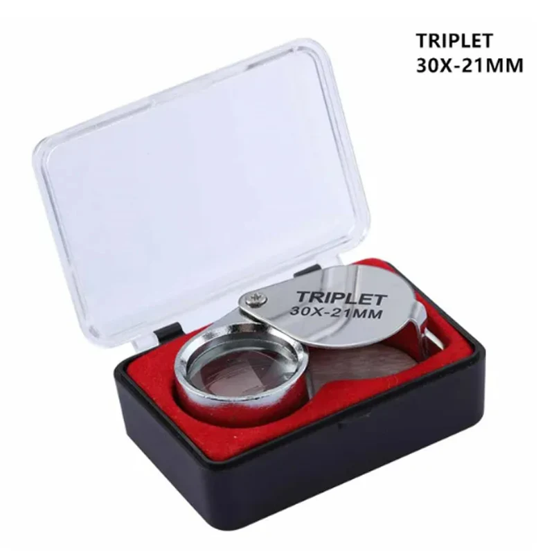 10-30X Taschenlupe Lupe Schmuck Lupe Faltbare Diamant Lupa Triplet Juweliere Auge Glas Werkzeug Leselupe