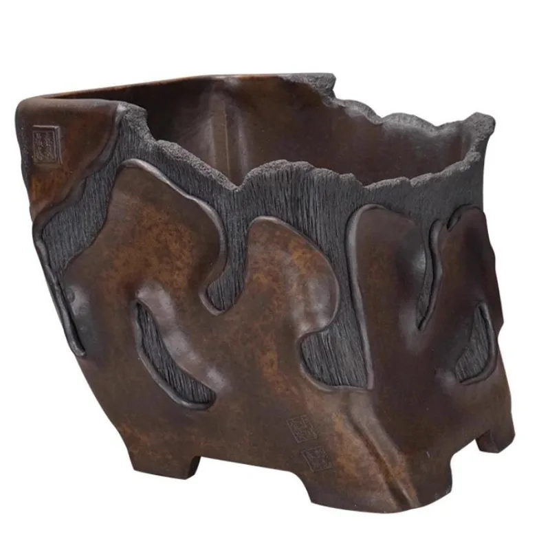 

Purple sand flower pot All handmade high temperature special-shaped pot Firewood burning pot Kiln change