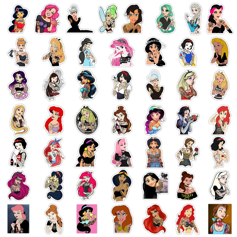 10/30/50PCS Cartoon Princess Punk Style Personality Sticker DIY Phone Laptop Luggage Skateboard Graffiti Decals Fun for Kid Gift