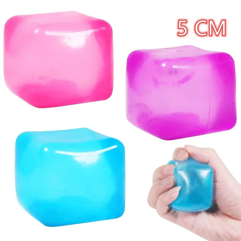 4E-High Density Gel Ice Cube Square Decompression Vent Toy Squishy Stress Ball Squeeze Toys Stress Relief Sensory Toy Squeeze