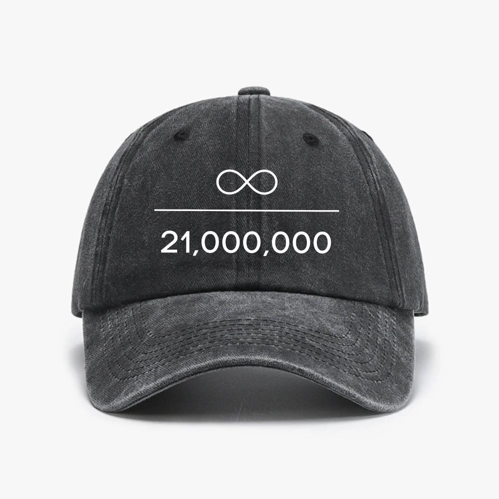 Infinity Divided By 21 Million Bitcoin Baseball Cap Bitcon Vintage Washed Dad Hats Men Outdoor Adjustable Fit Hats Cap