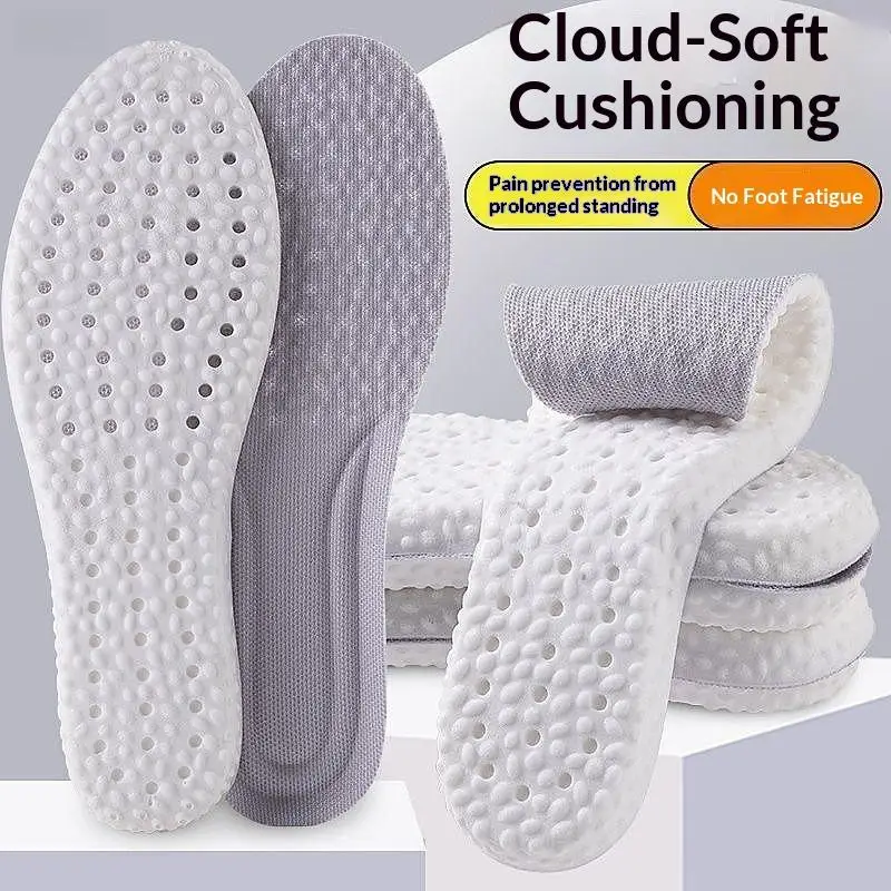 Large Size 4D Sports Massage Insoles EU47-48 For Adults High Elastic Soft Deodorization Massage PU Running Football Shoe Pads