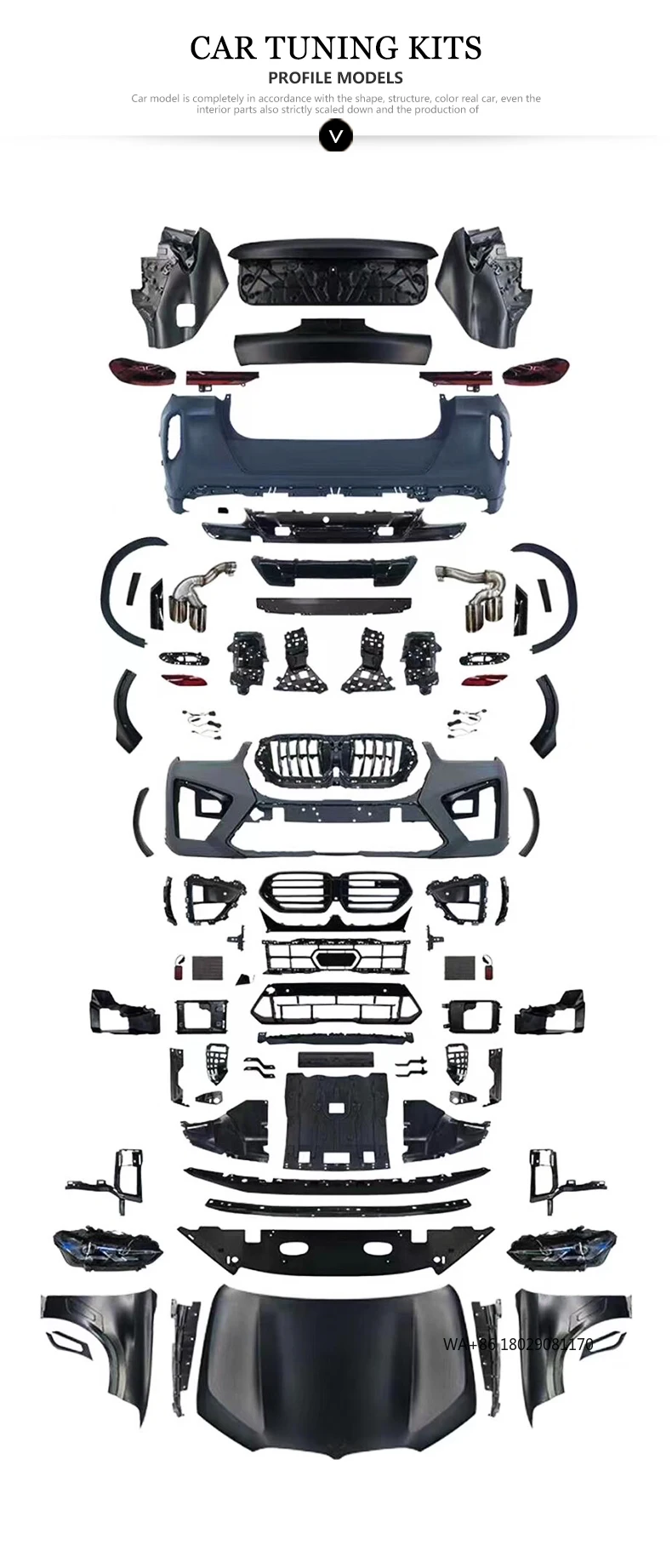 

E71 X6 2008-2014 Car Modification Upgrade 2023 G06 X6M Front and Rear Bumpers Car BodyKit for