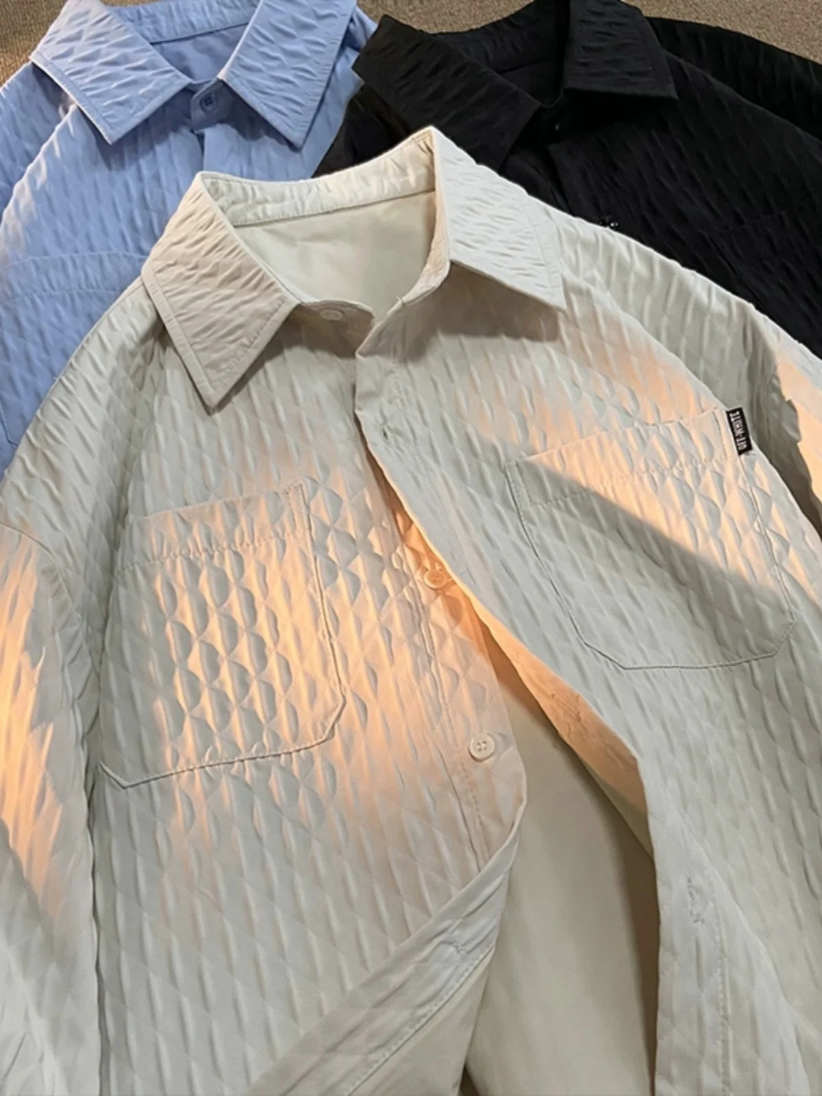Autumn Winter Men's Long Sleeve Shirt Jacket Floral Embossing Millet Tawny Color Retro Design Sensation Casual Fashion