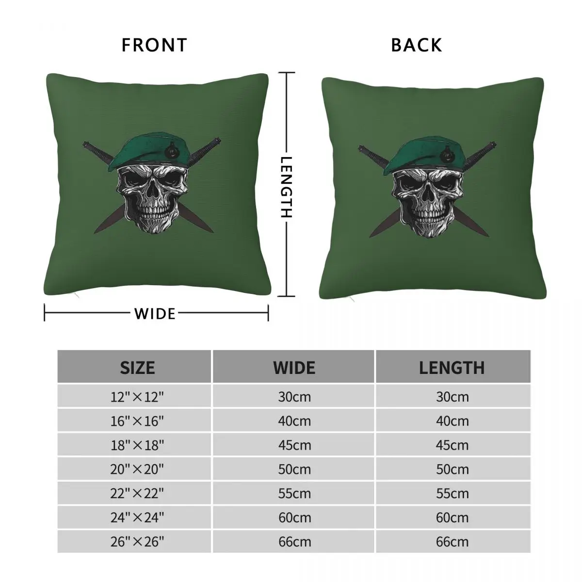 Royal Marines Skull Square Pillowcase Polyester Linen Velvet Printed Decorative Throw Pillow Case Car Cushion Cover