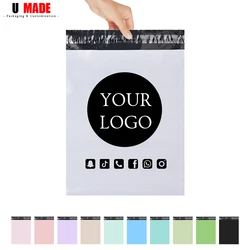 100 Uds. Bolsas de envío de plástico autoselladas con logotipo personalizado, embalaje personalizado para sobres de envío de negocios