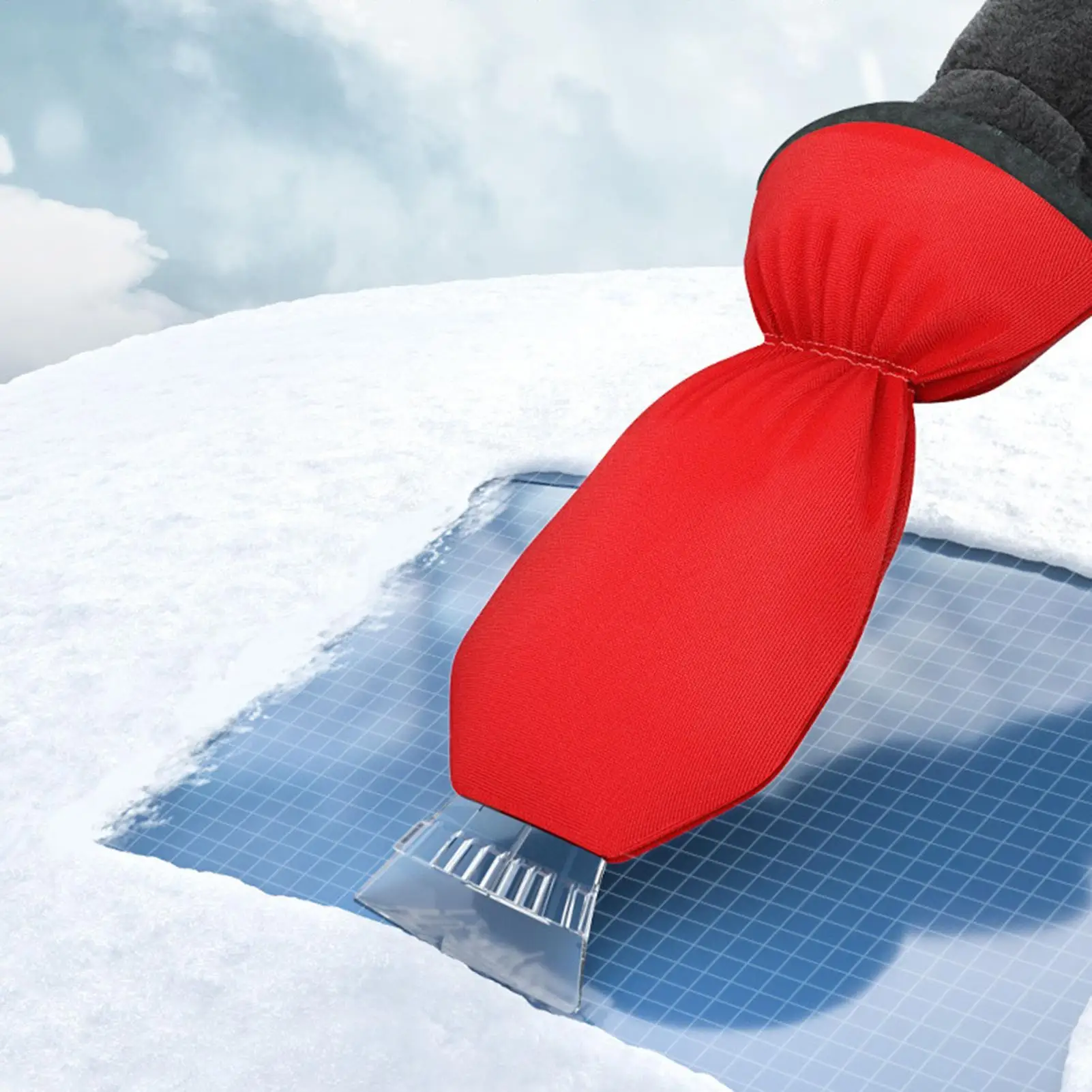 

Heavy Duty Ice Scraper for Windshield, Winter Snow Removal Tool with Mitt/Glove & Brush for Car Truck SUV RV Auto Glass