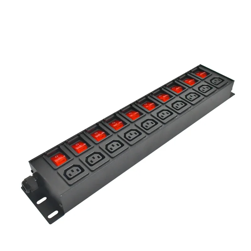 8-way C13 socket PDU 16A-4000W high-power output power board network cabinet aluminum alloy double break switch 2m line