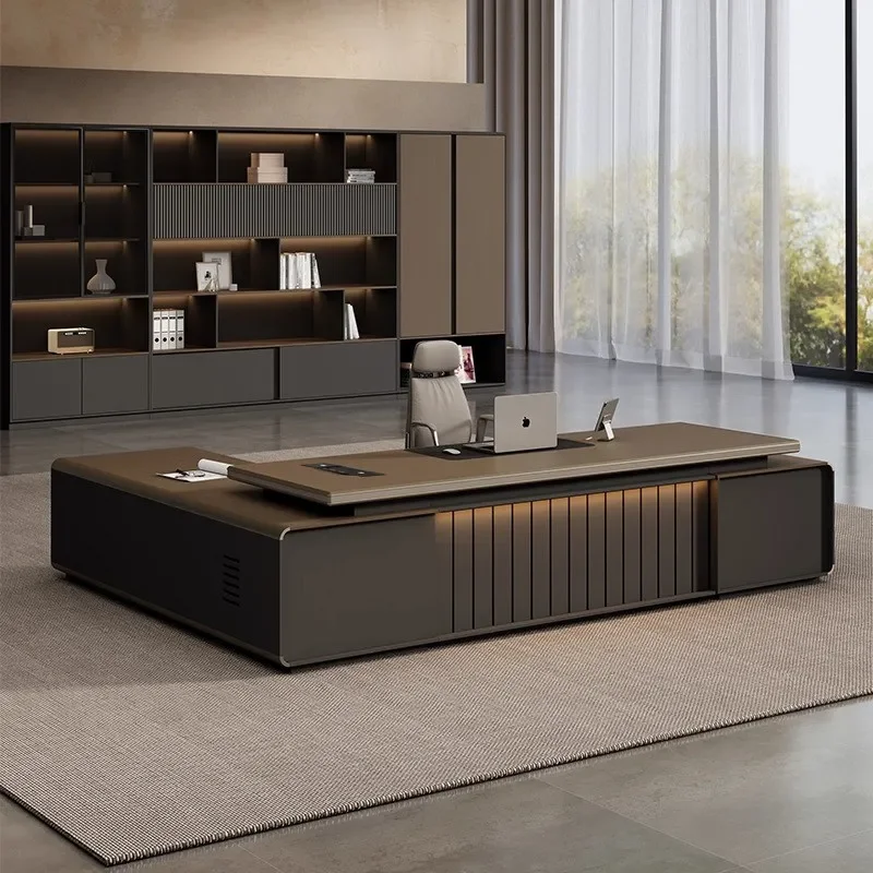 Hi Luxury Executive Desk 3000mm Large CEO Office Desk With Password Lock E1 Grade Environmental Board Manager Workstation Furnit