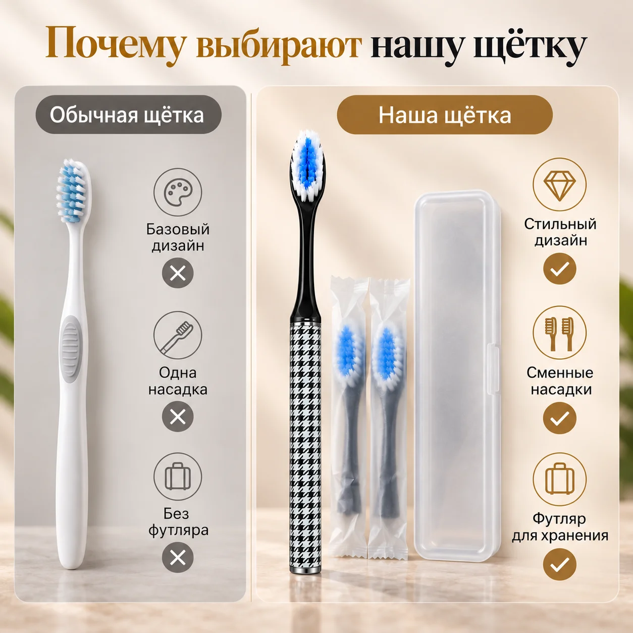 Travel Toothbrush Set with Storage Case, Manual Toothbrush with 2 Replacement Brush Heads, Random Color Heads, Compact & Portable for Travel, Dormitory & Camping
