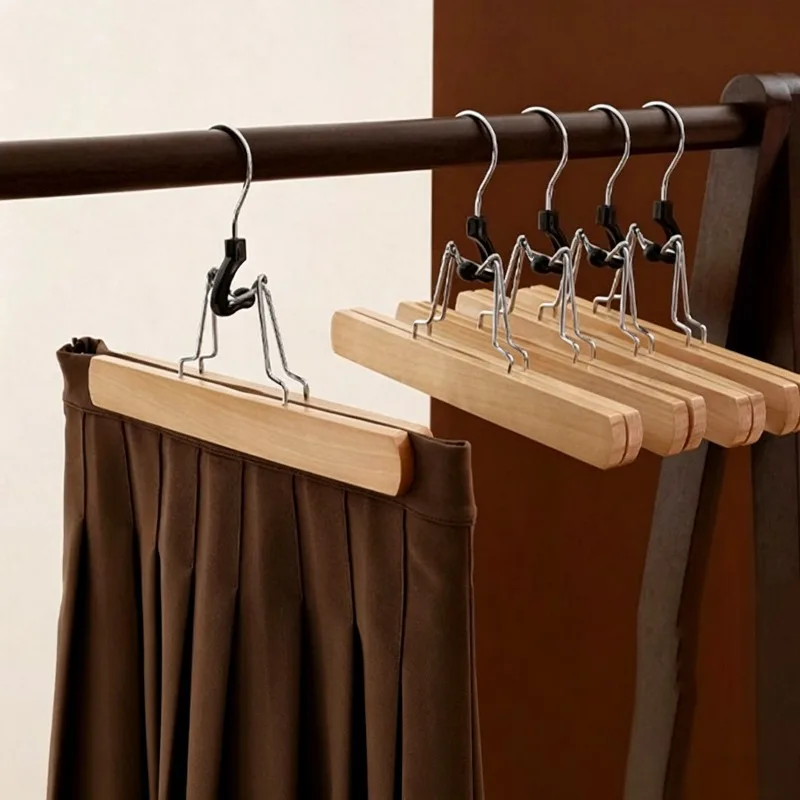 

Solid Wood Pants Skirt Clip Hanger, Traceless Non Slip Trouser Skirt Hanger,Anti-Wrinkle Clip for Hanfu Horse Face Skirt Uniform