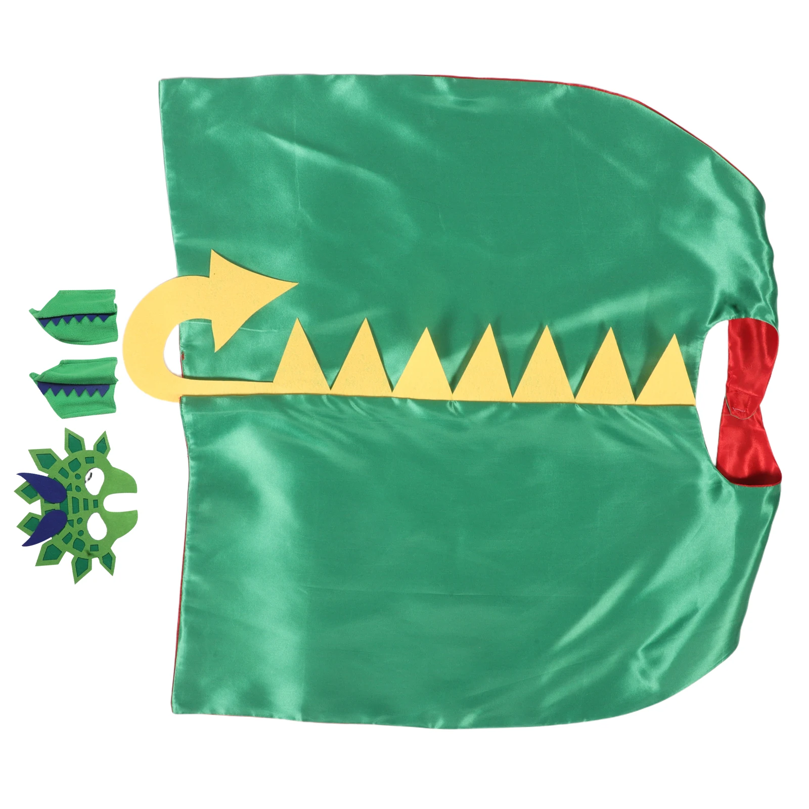 

1 Set Cosplay Cape Costume For Hooded Cloak With Mask Soft Comfortable Party Halloween Birthday Playtime Decoration Green