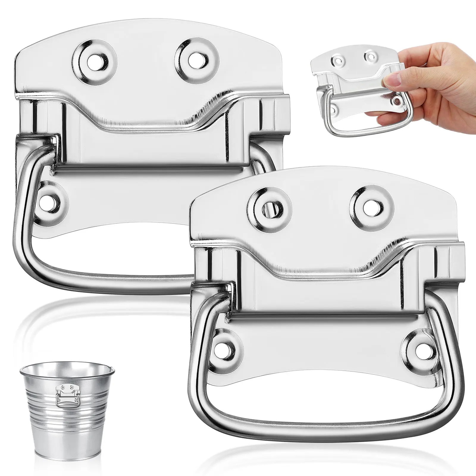 2Pcs Iron Arc-Shaped Chest Handle Ring Heavy Duty Pull Ring for Trash Can Garbage Can Tool Box Door Cabinet Storage Bin