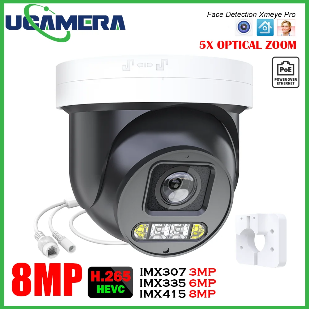 

XMEYE 4K PTZ Ai Face Detection Security Camera 8MP 5X Optical Zoom 2.7mm-13.5mm Waterproof Video Surveillance Camera Set