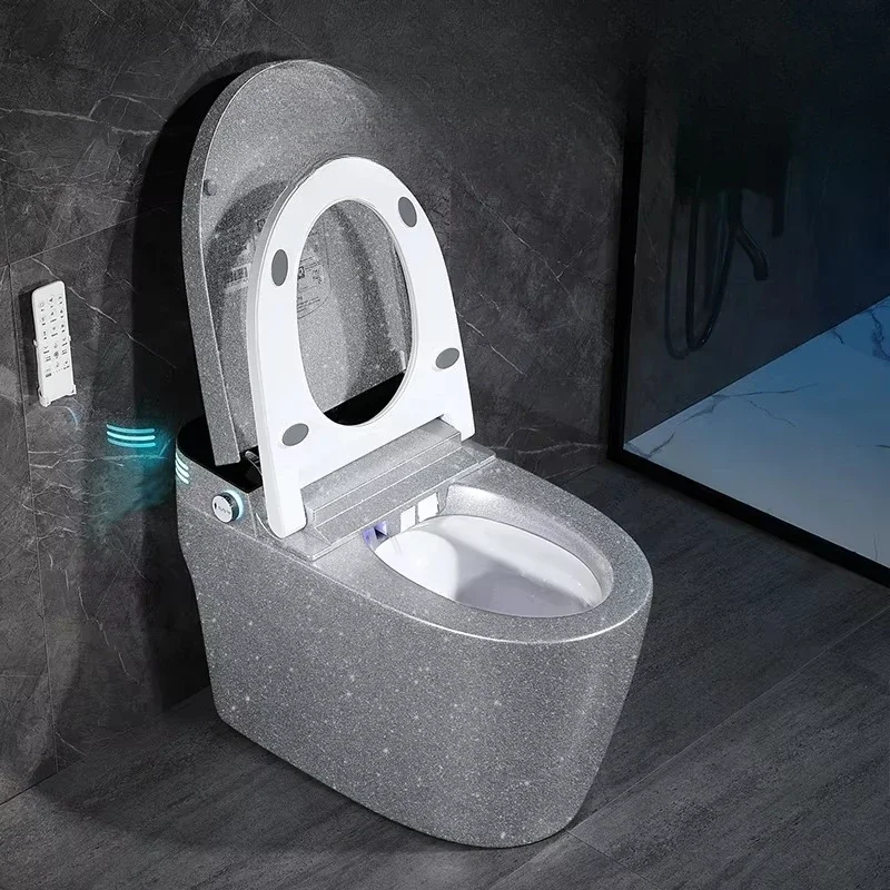 Fully automatic smart toilet with remote control gray electric waterless pressure limiting integrated slender S-shaped trap bowl