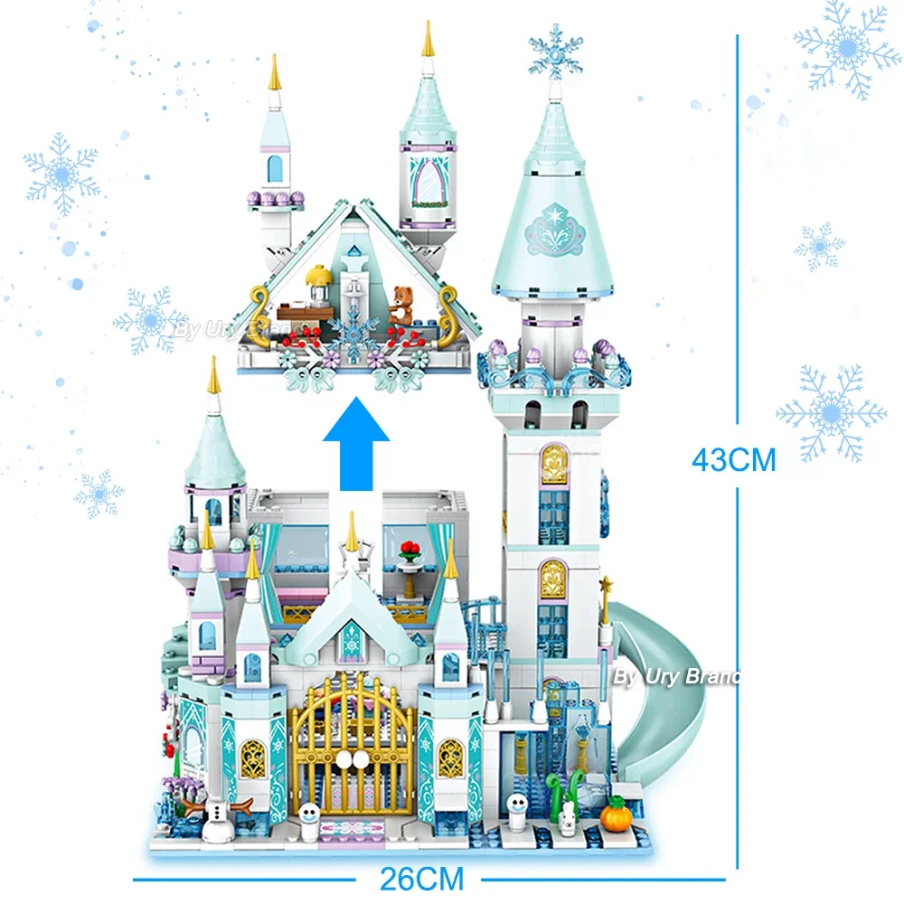 1415PCS Friends Princess Luxury Ice Castles 3 Styles House Movies Winter Snow Horse Figures Blocks Set Toy for Girls DIY Gift