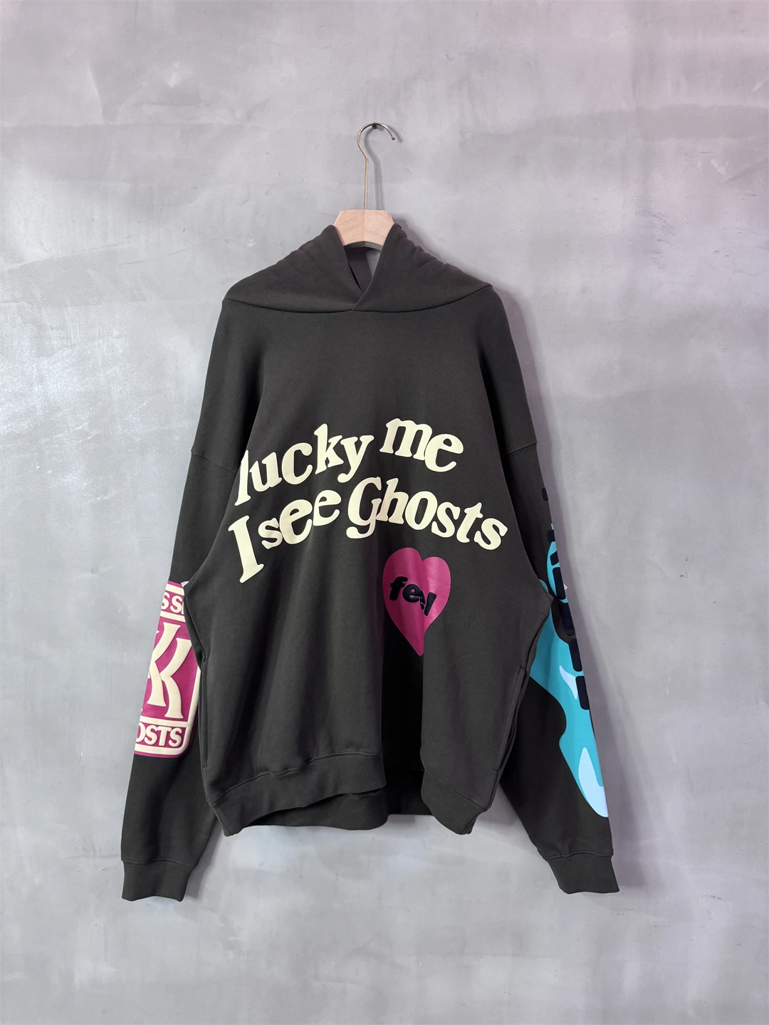 

Свободная толстовка-худи в уличном стиле, повседневная, хлопковая, с принтом Kanye West Kids See Ghosts Puffy Letter Print, американская, для подростков