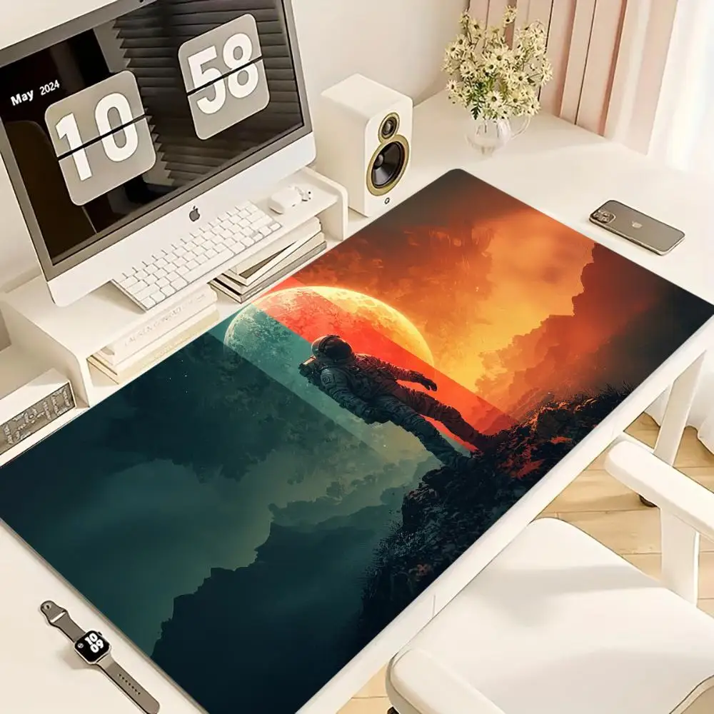 

Anime Astronaut Mouse Pad XL Computer Accessories Office Game Table Mats Anti-slip Gaming Keyboard XXL Mousepads Desk Pads 40X90