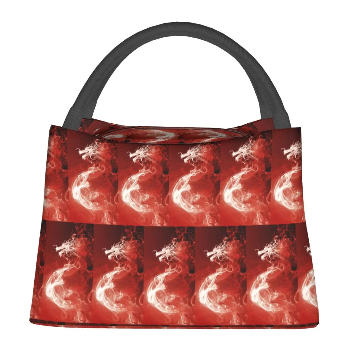 Red Fire Dragon Insulated Lunch Bag for Women Kids Portable Food Boxes Thermal Lunch Box Tote