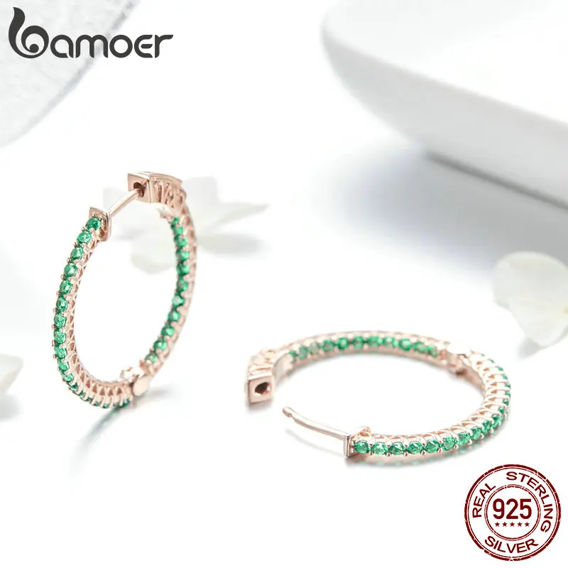 925 Sterling Silver Green CZ Round Stud Earrings for Women