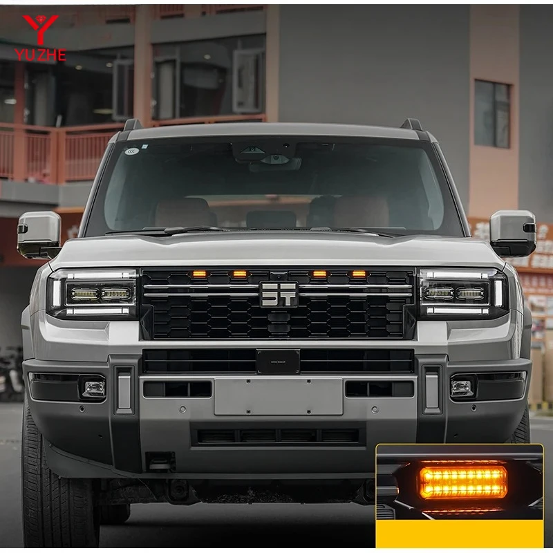 For Jetour G700 2025 2026 Car Front Bumper Small Yellow Light Grille LED Flashing Warning Daytime Running Light Auto Accessories