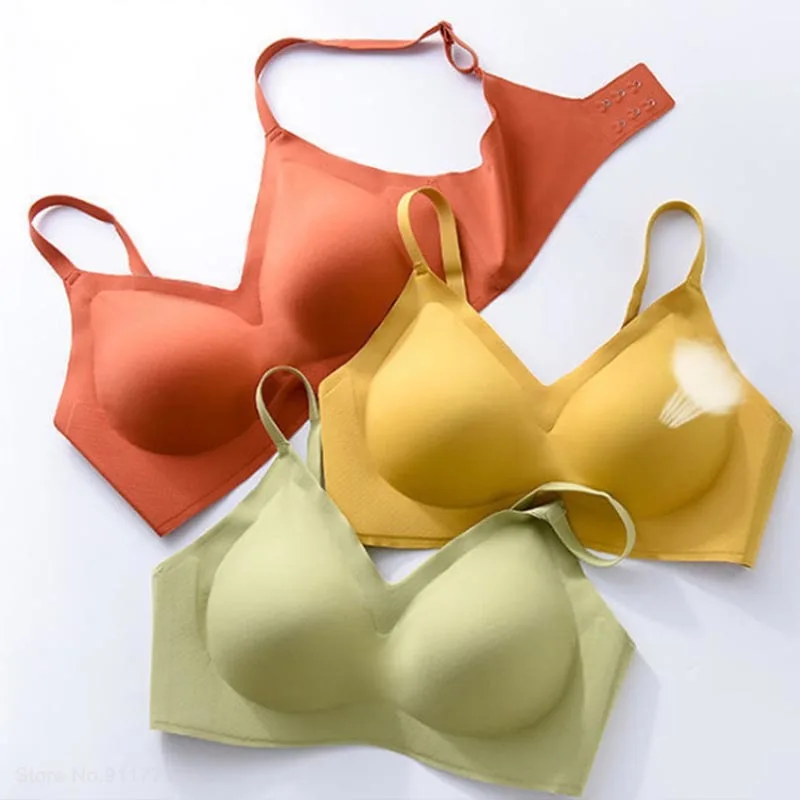 Youpin Thai Latex Bra ผู้หญิง Push Up ยืดหยุ่นไม่มีรอยต่อ Bras ชุดชั้นในสตรีรวบรวมหญิง Intimate สบาย Bralette