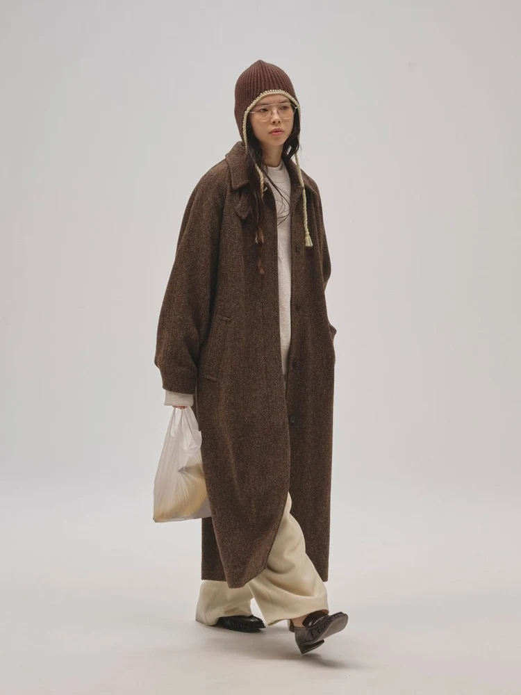 

Новинка зимы: Многоцветный шерстяной пиджак-костюм для женщин, удлиненный, с открытым передом, на одной пуговице