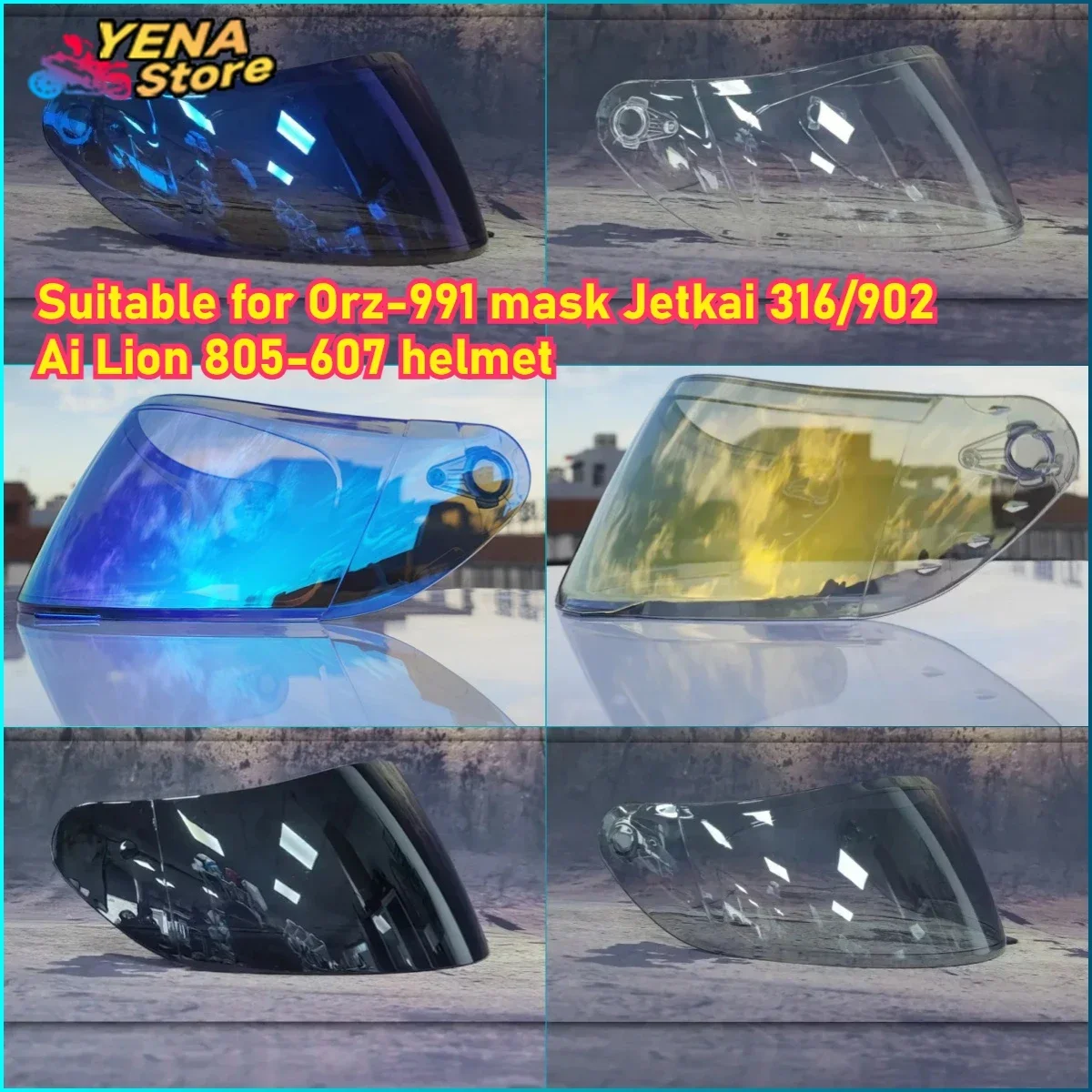

Helmet mask for Orz-991 mask Jetkai 316/902 Ai Lion 805-607 helmet multi-color lens motocross equipment accessories