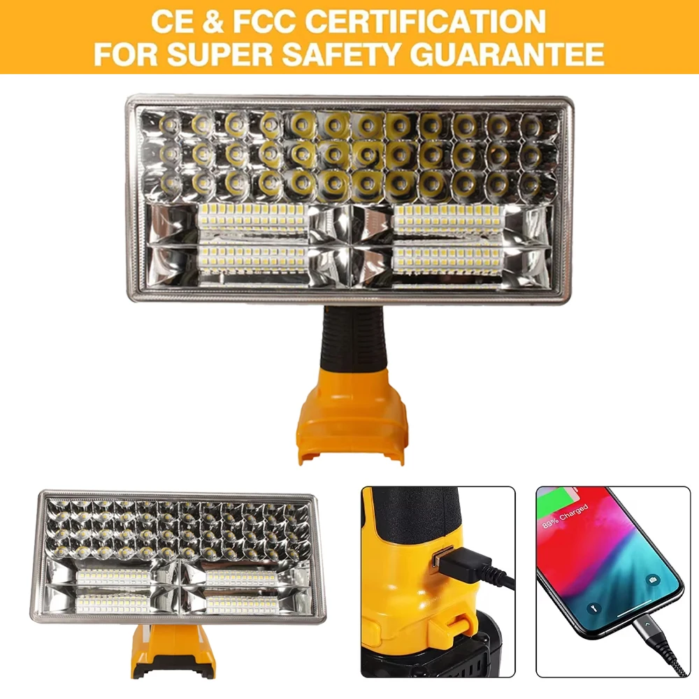 

Work light 9 inch 40w For dewalt tool light indoor and outdoor light Led light For DEWALT 18V lithium ion battery DCB201 DCB200