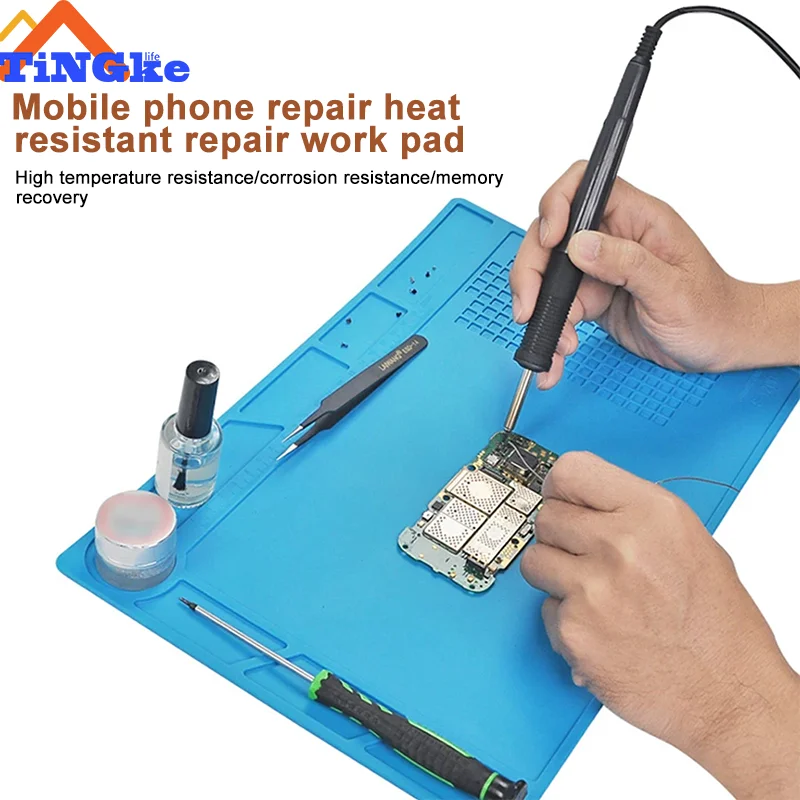 Welding Mat  Heat Insulation Working Pad Silicone Soldering Mat Soldering Work Station Pad For Phone Welding Repair Tool