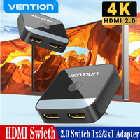 Vention HDMI 2.0 Swicth 4K HDMI Switcher 2 in 1 Out for Xiaomi Mi Box TV Box PS5/4 Blu-Ray Player Fire Stick Roku HDMI Splitter