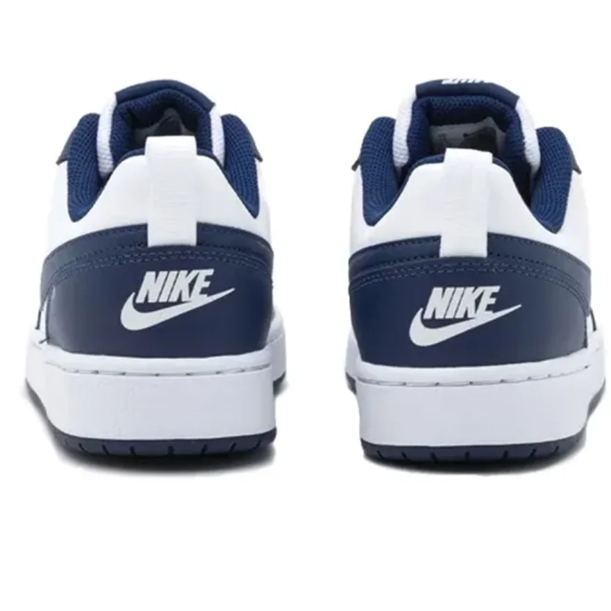 Nike Court Borough 2 Low 2 Obsidian Non-Slip Wear-Resistant Lightweight Low-Top Sneakers Gs White and Blue