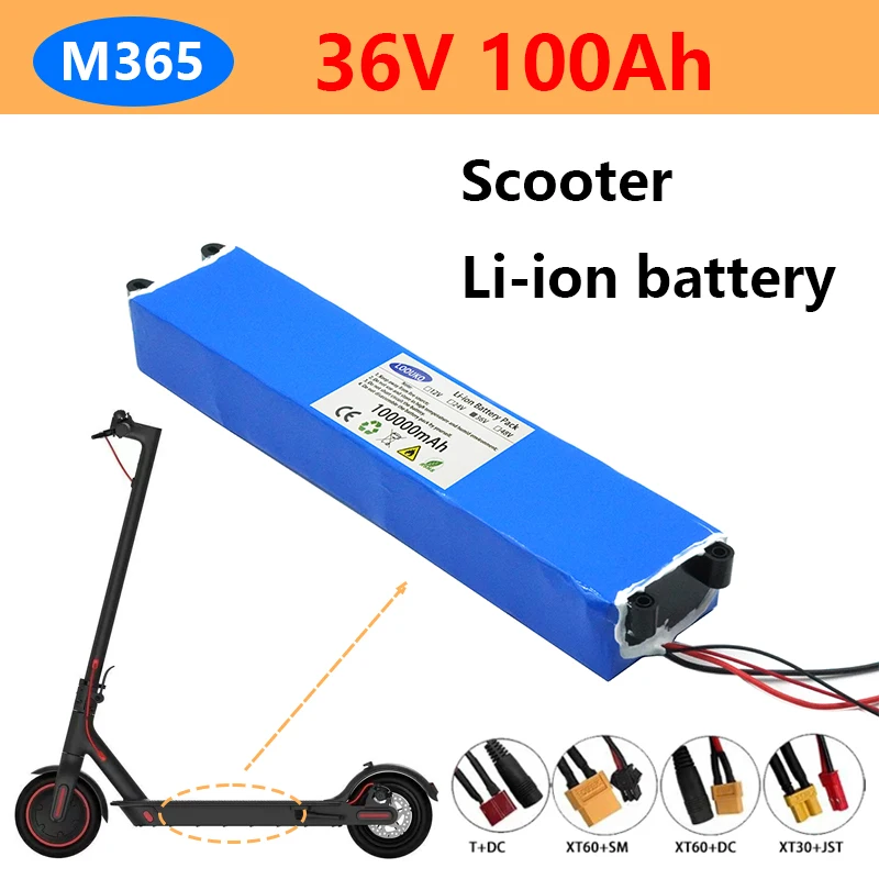 2023 for M365 Scooter 36V 100AH Battery 18650 Lithium Battery Pack  Same Port 42V Electric M365 Ebike Power Battery with BMS