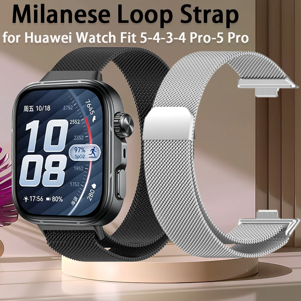 Magnetisches Armband für Huawei Watch Fit 5 4 3, Milanaise-Metallschlaufe, Komfortables Armband für Huawei Watch Fit 5 5 Pro Fit 4 Pro Correa