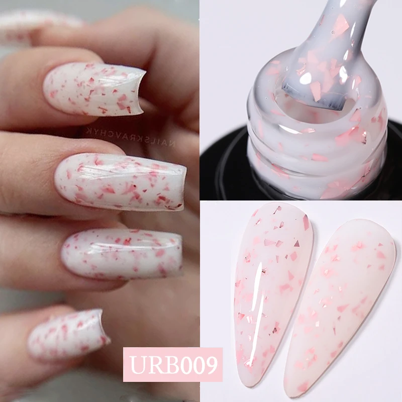 UR SUGAR 7ml Milky Jelly White Gold Glitter Rubber Base Gel Polish Pink Sequins Soak Off UV LED Nail Art Gel Varnish Manicure