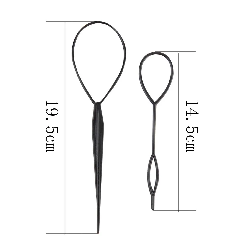 1 satz (2 stücke) Pferdeschwanz Kunststoff Schleife Styling Werkzeuge Einfache Magie Haar Twist Styling Clip Flechter Werkzeuge Schwarz Brötchen Frisur Maker – Detail 3