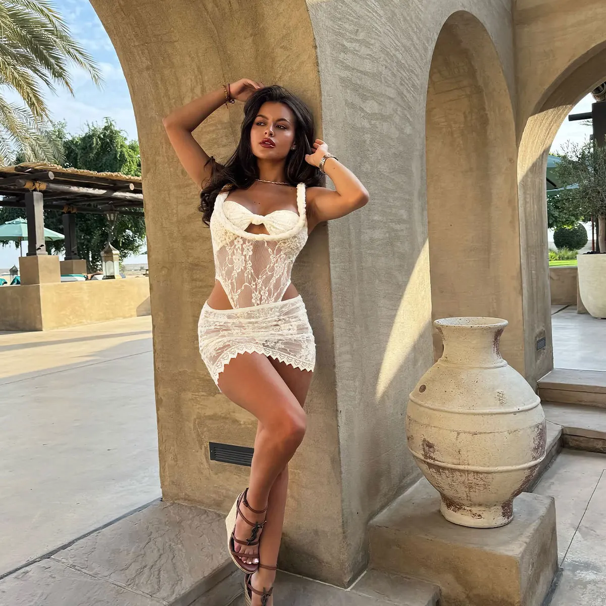 Gesp Off Schouder Bikini Met Rok Vrouwen Badpak Trend Biquini Badmode Dame Vakantie Badpak Vrouwelijke Strandkleding Outfits